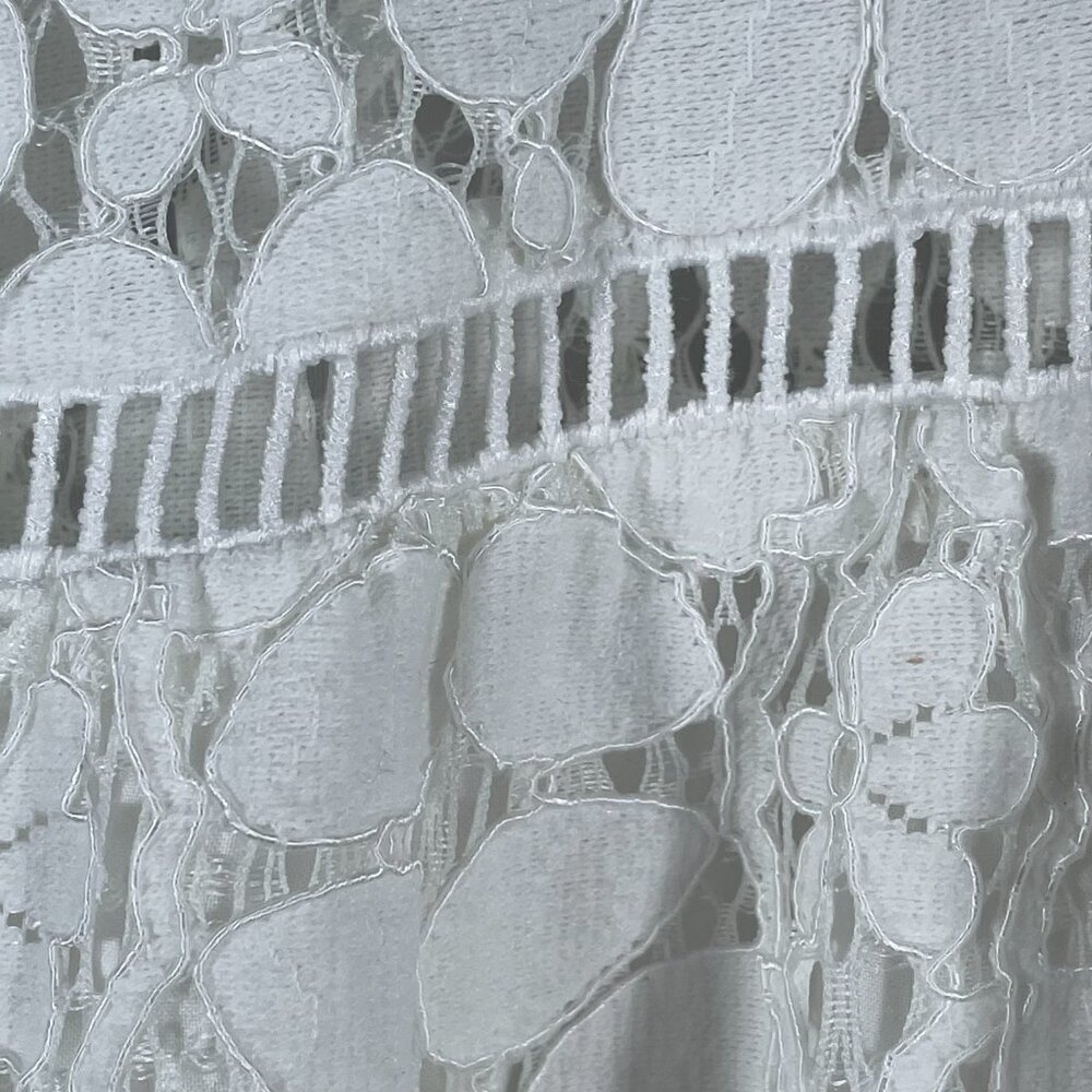 Halogen White Lace Shift Dress Long Sleeve Cotton Blend Size M - Picture 8 of 12